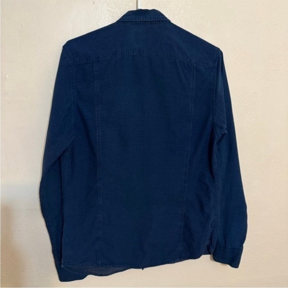 Corridor New York White Pindot Men's Casual Button-Up Shirt Washed Indigo Blue - Picture 6 of 9